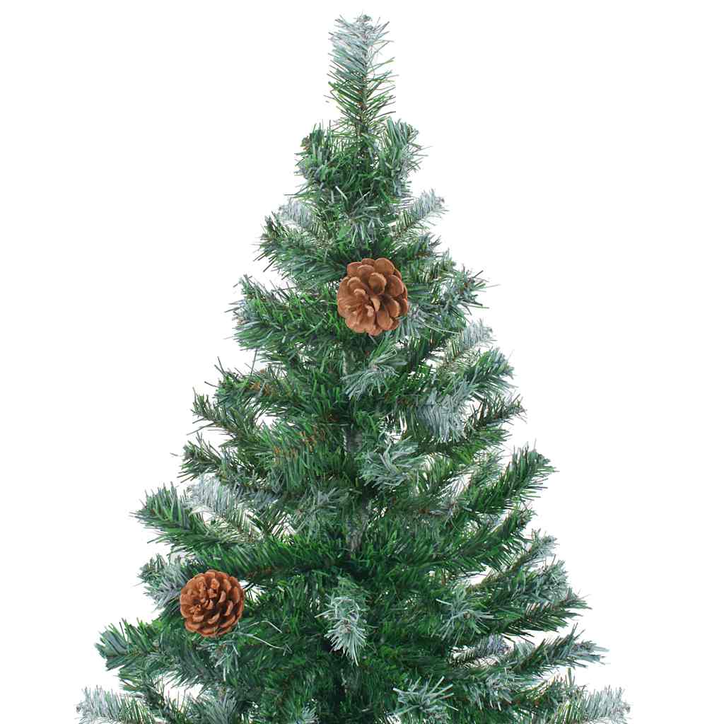 Árbol de Navidad artificial con LEDs, bolas y piñas 180 cm