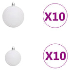 Árbol de Navidad preiluminado con luces y bolas blanco 210 cm
