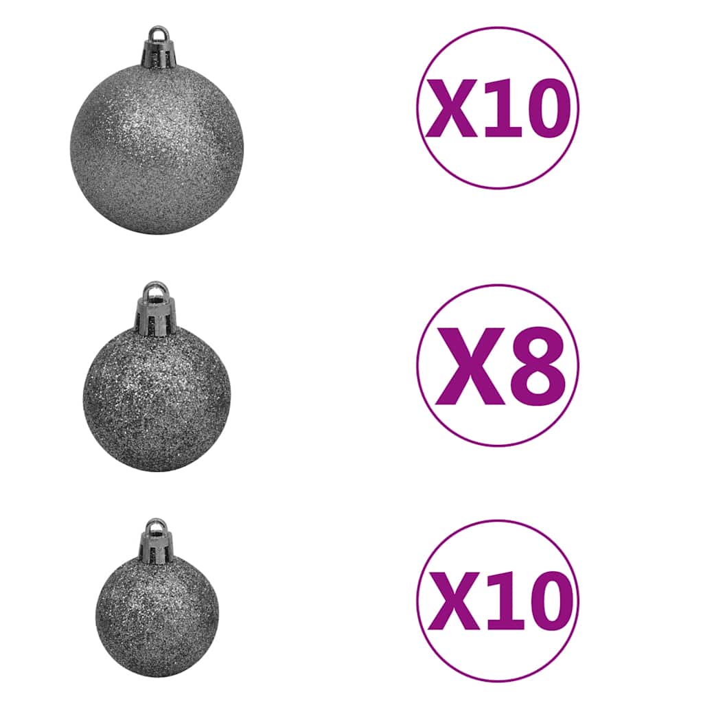 Árbol de Navidad preiluminado con luces y bolas blanco 210 cm