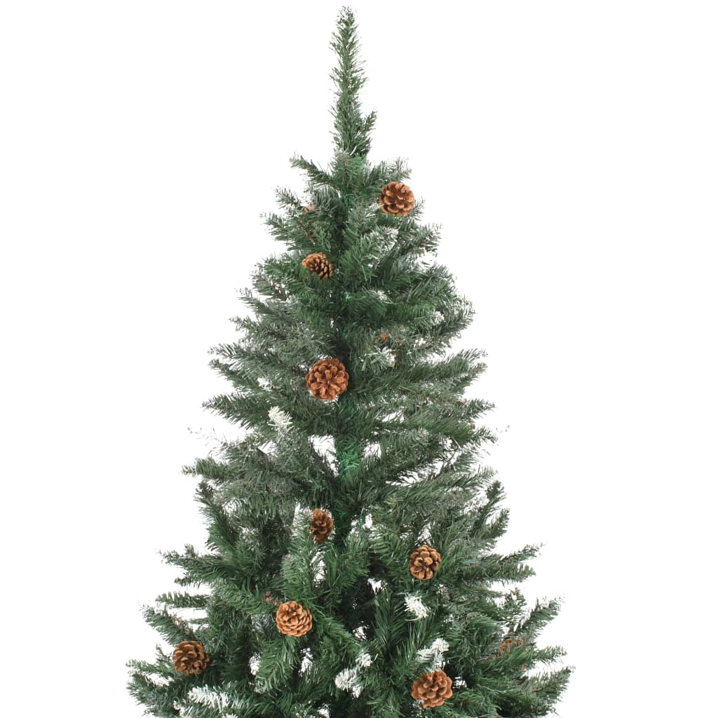 Árbol de Navidad artificial iluminado con luces y piñas 150 cm