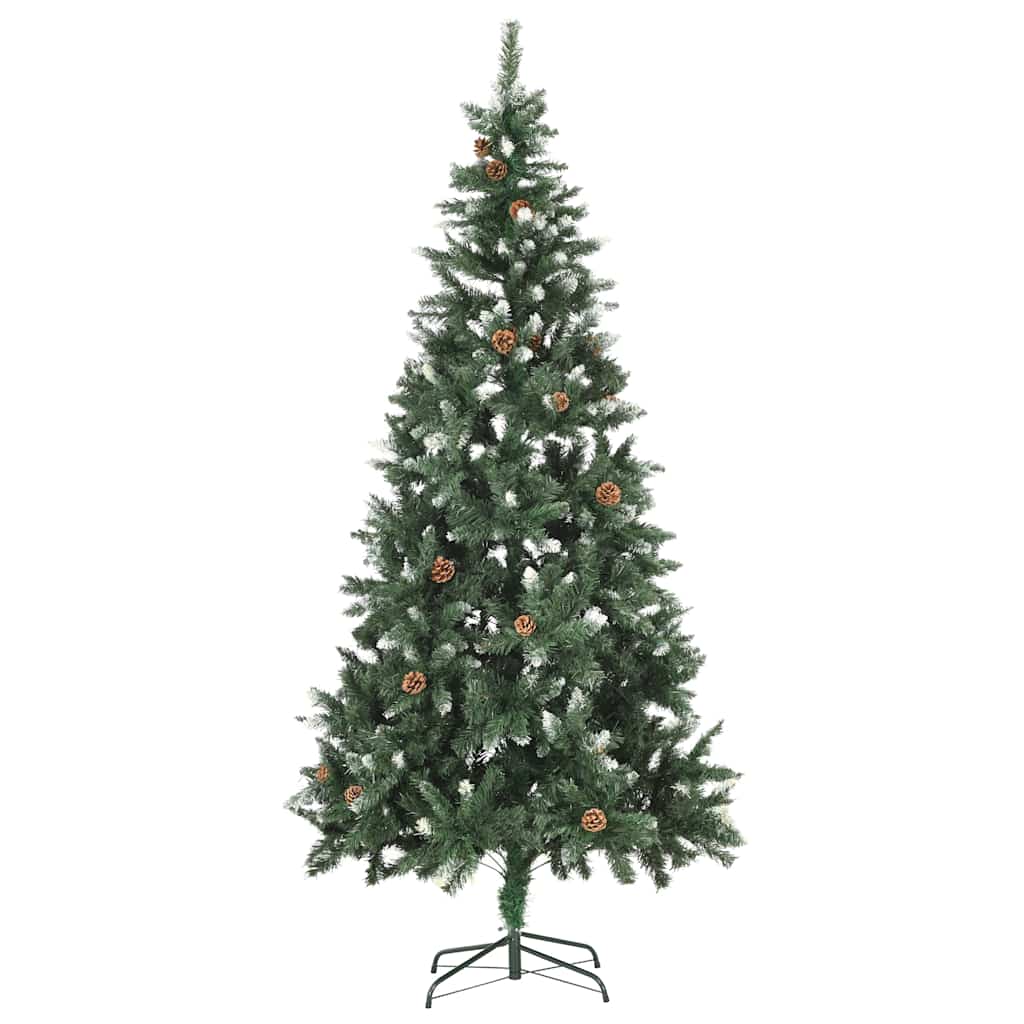 Árbol de Navidad helado con luces, bolas y piñas 210 cm