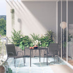 Juego comedor de jardín 5 pzas y cojines ratán sintético blanco