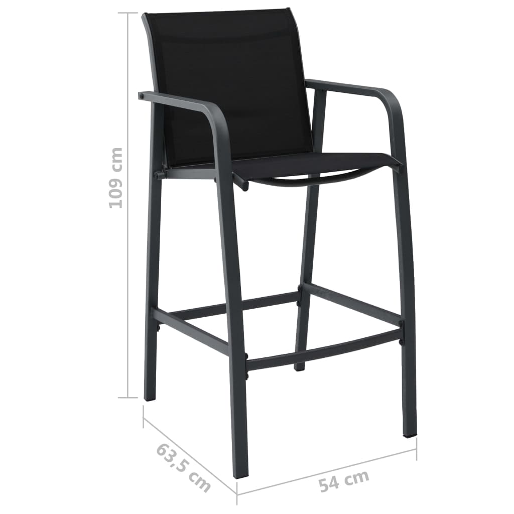 Conjunto de bar para jardín 5 piezas negro