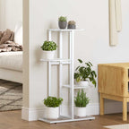 Soporte de flores con rueda de metal blanco 94,5x25x92,5 cm