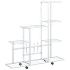 Soporte de flores con rueda de metal blanco 94,5x25x92,5 cm