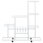 Soporte de flores con rueda de metal blanco 94,5x25x92,5 cm