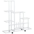 Soporte de flores con rueda de metal blanco 94,5x25x92,5 cm