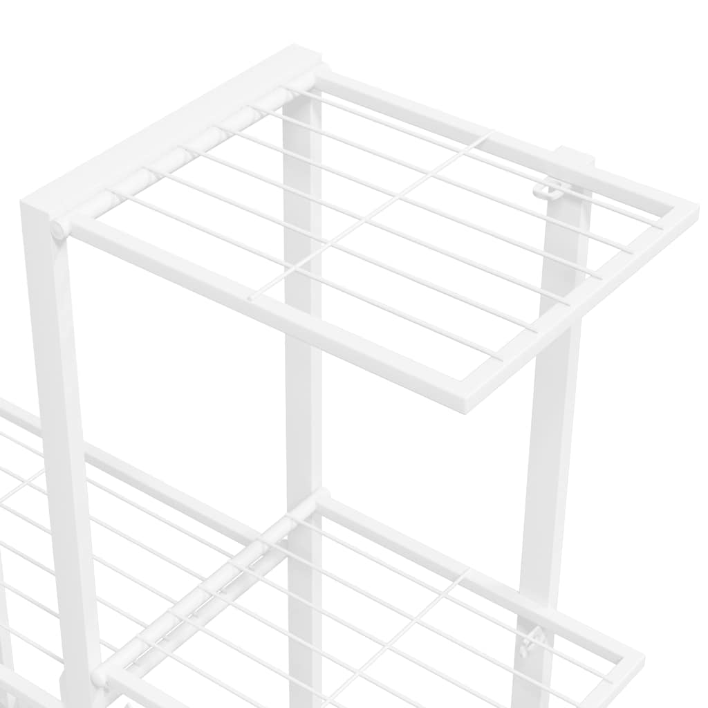 Soporte de flores con rueda de metal blanco 94,5x25x92,5 cm