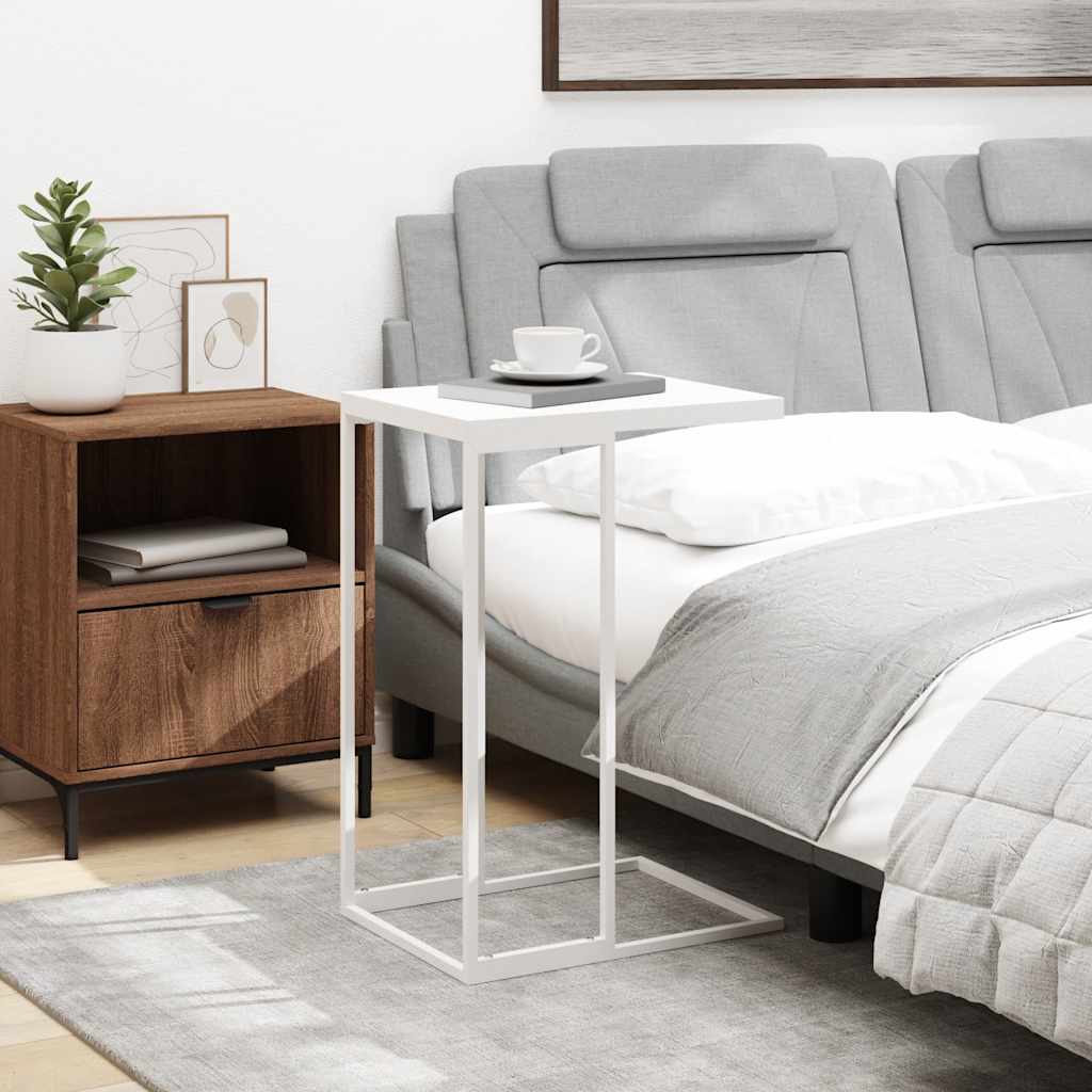 Mesa auxiliar de madera contrachapada blanco 40x30x59 cm