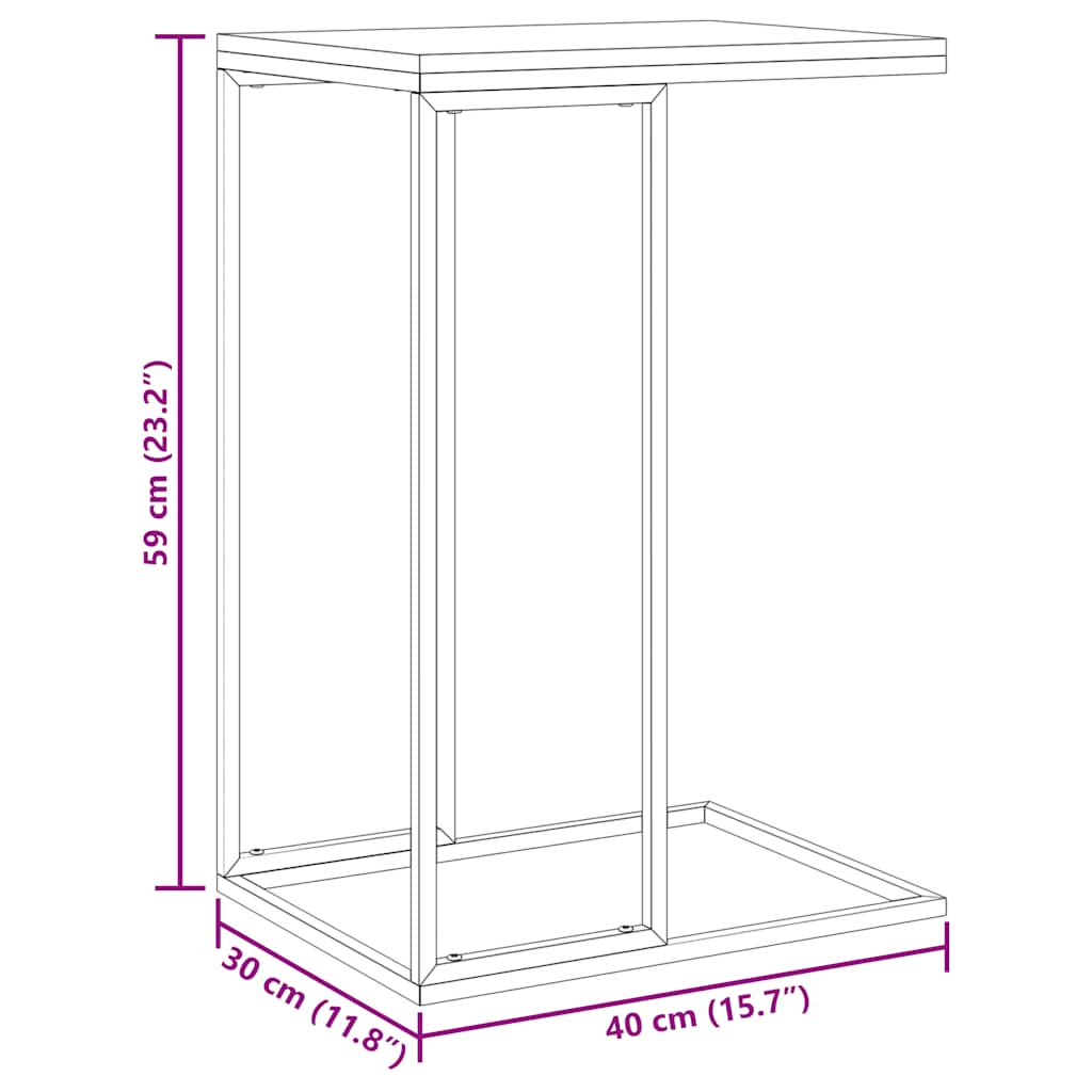 Mesa auxiliar de madera contrachapada blanco 40x30x59 cm