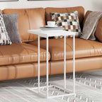 Mesa auxiliar de madera contrachapada blanco 40x30x59 cm