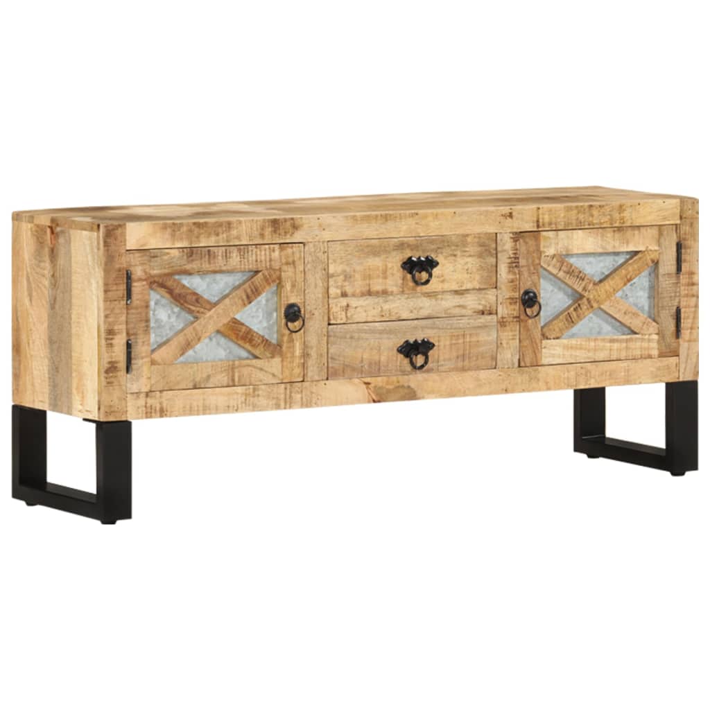 Mueble para TV de madera maciza de mango rugosa 110x30x45 cm