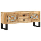 Mueble para TV de madera maciza de mango rugosa 110x30x45 cm