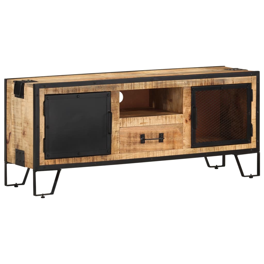 Mueble para TV de madera maciza de mango rugosa 110x30x45 cm