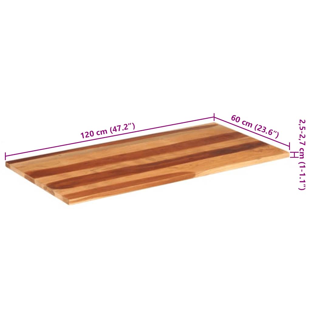 Tablero de mesa madera maciza de acacia 120x60x(2,5-2,7) cm