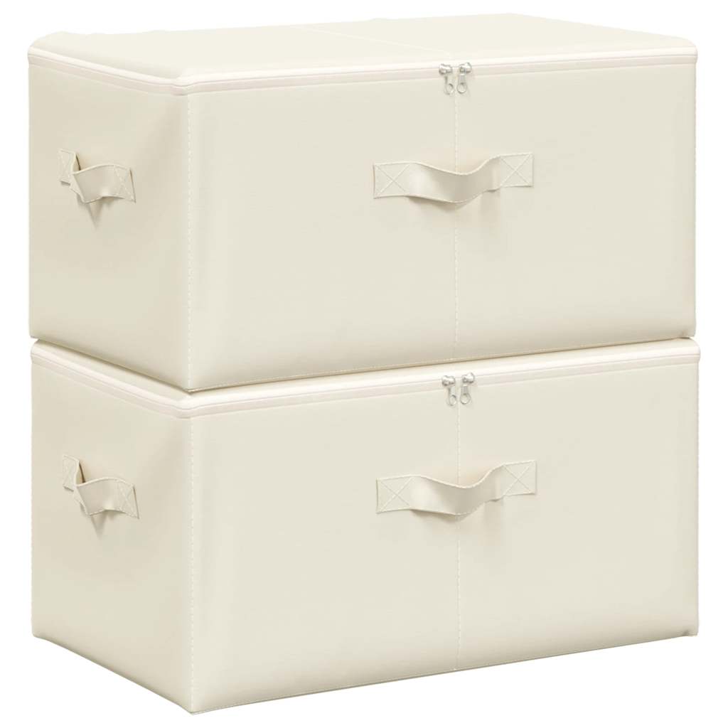 Cajas de almacenaje 2 unidades tela color crema 43x34x23 cm