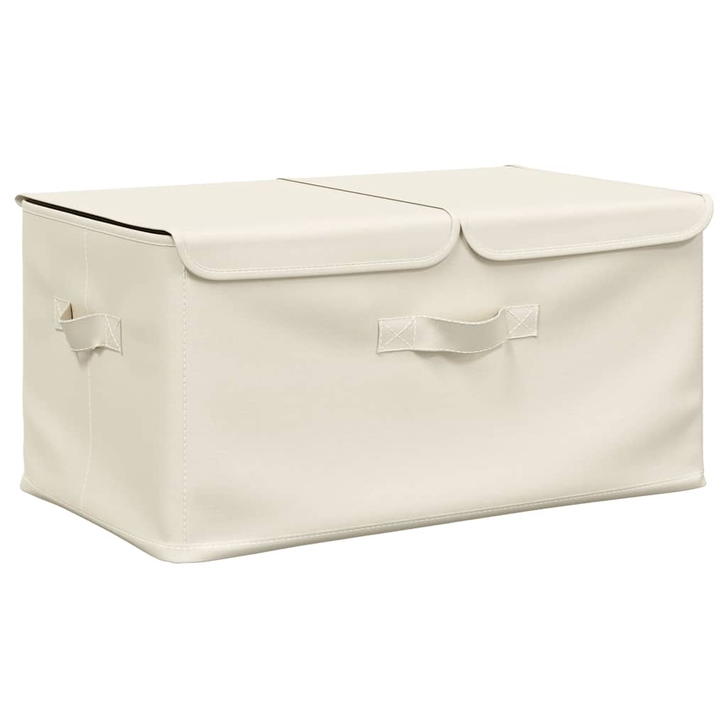 Caixa de arrumação em tecido cor creme 50x30x25 cm