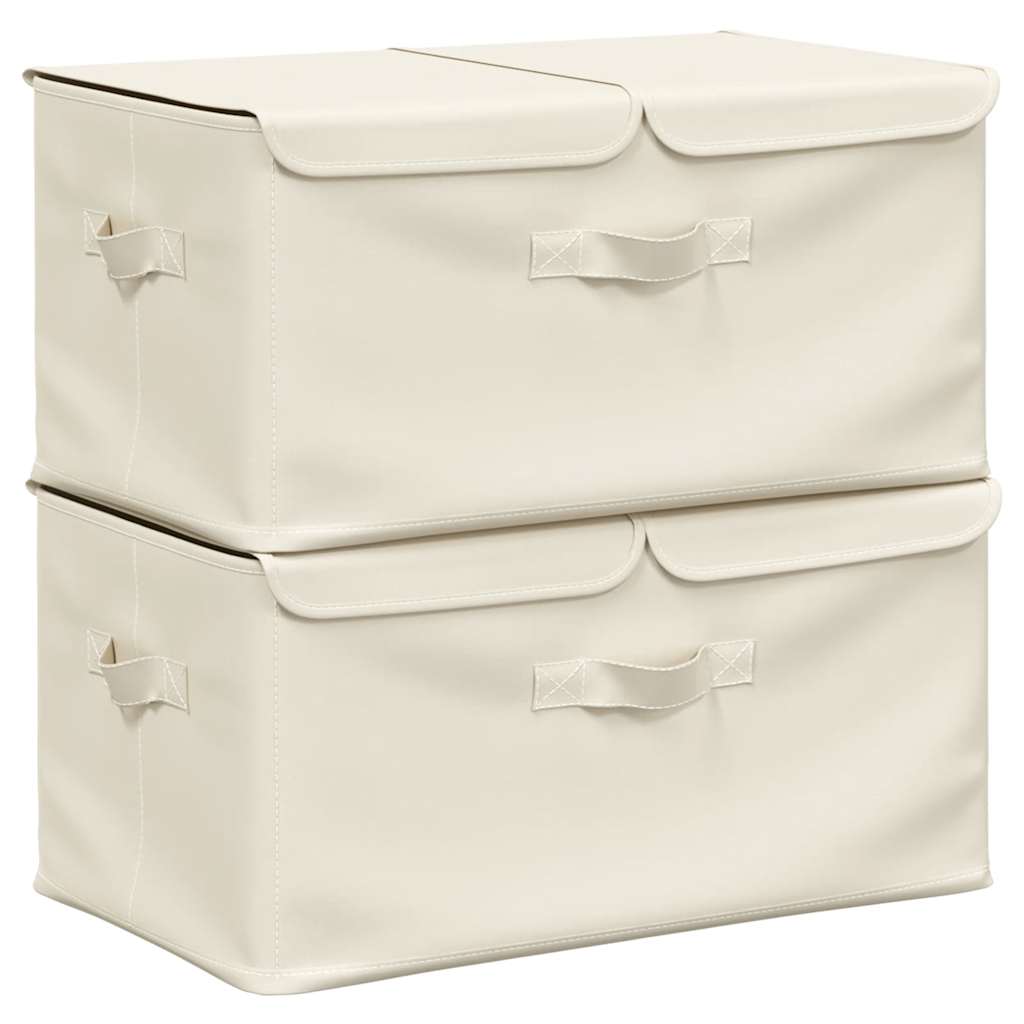 Cajas de almacenaje 2 unidades tela color crema 50x30x25 cm