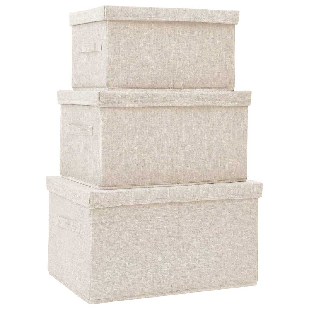 Juego de cajas de almacenaje apilables 3 uds tela color crema