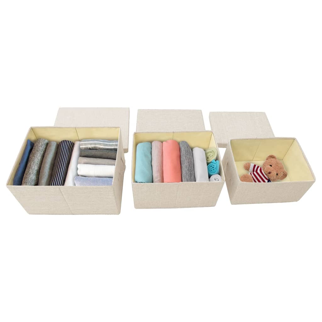 Juego de cajas de almacenaje apilables 3 uds tela color crema