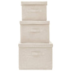 Juego de cajas de almacenaje apilables 3 uds tela color crema