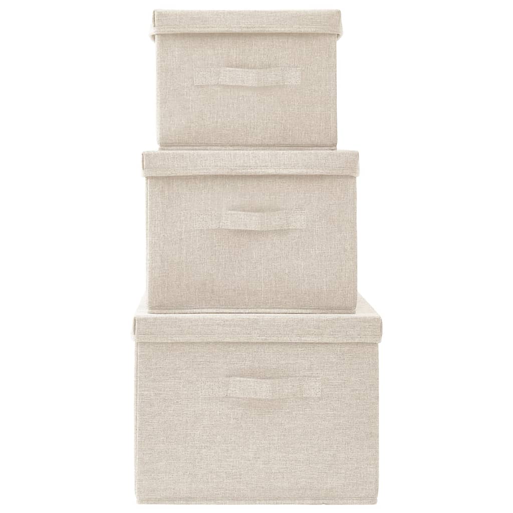 Juego de cajas de almacenaje apilables 3 uds tela color crema