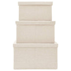 Juego de cajas de almacenaje apilables 3 uds tela color crema