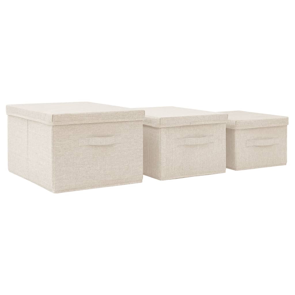 Juego de cajas de almacenaje apilables 3 uds tela color crema
