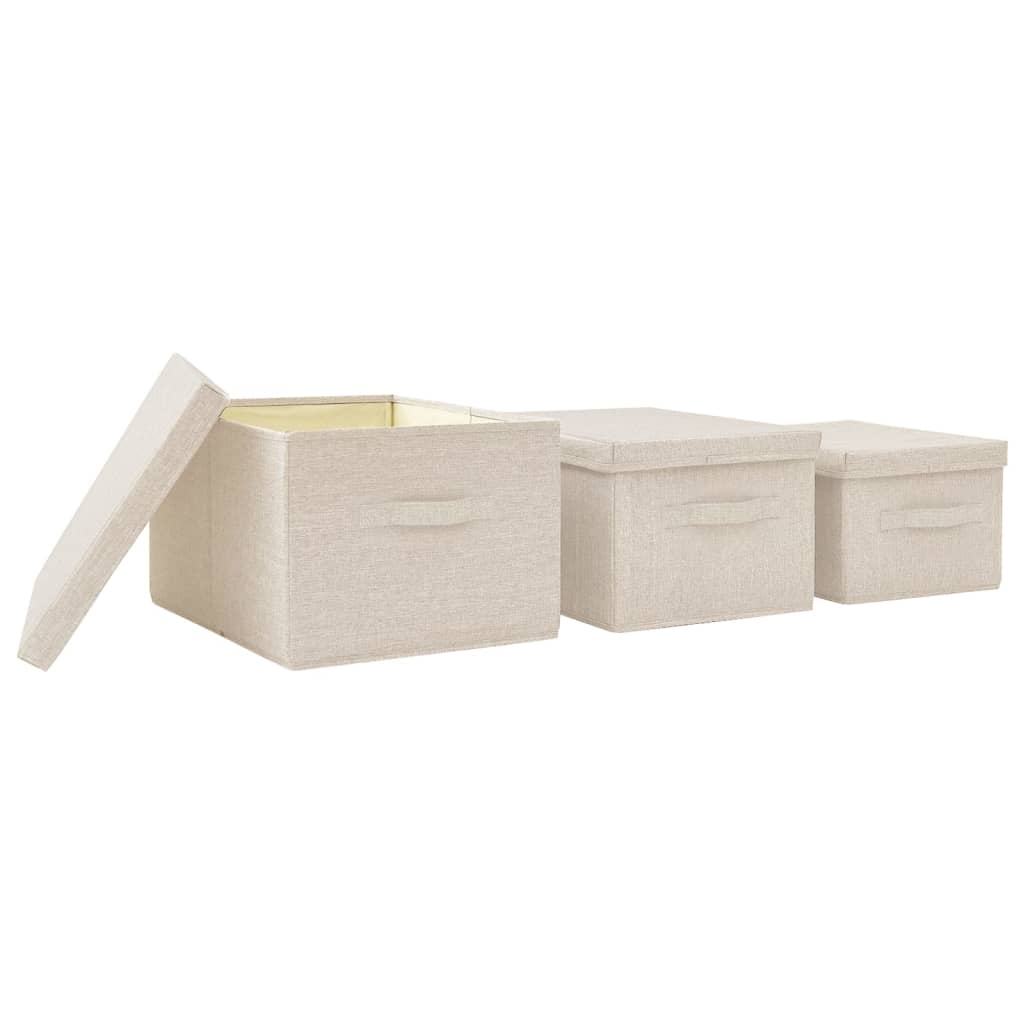 Juego de cajas de almacenaje apilables 3 uds tela color crema