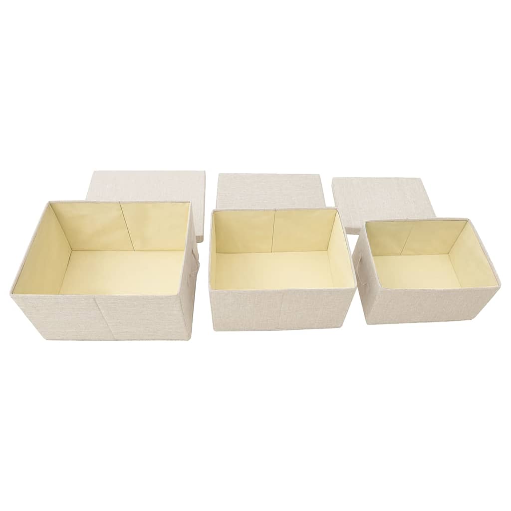 Juego de cajas de almacenaje apilables 3 uds tela color crema