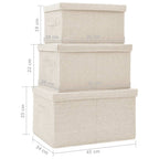 Juego de cajas de almacenaje apilables 3 uds tela color crema