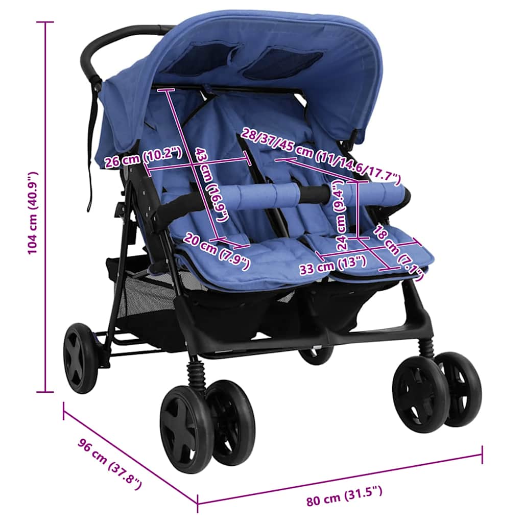 Carrito para gemelos de acero azul marino