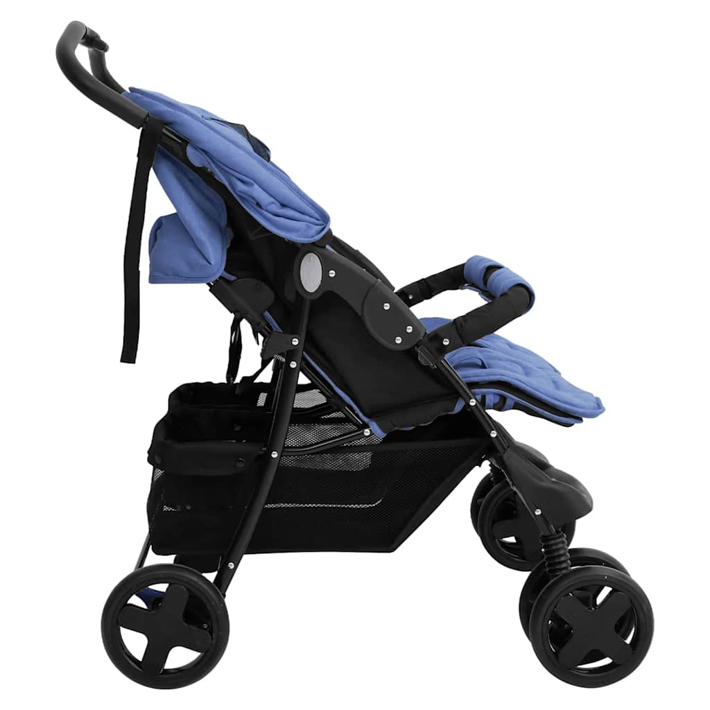 Carrito para gemelos de acero azul marino