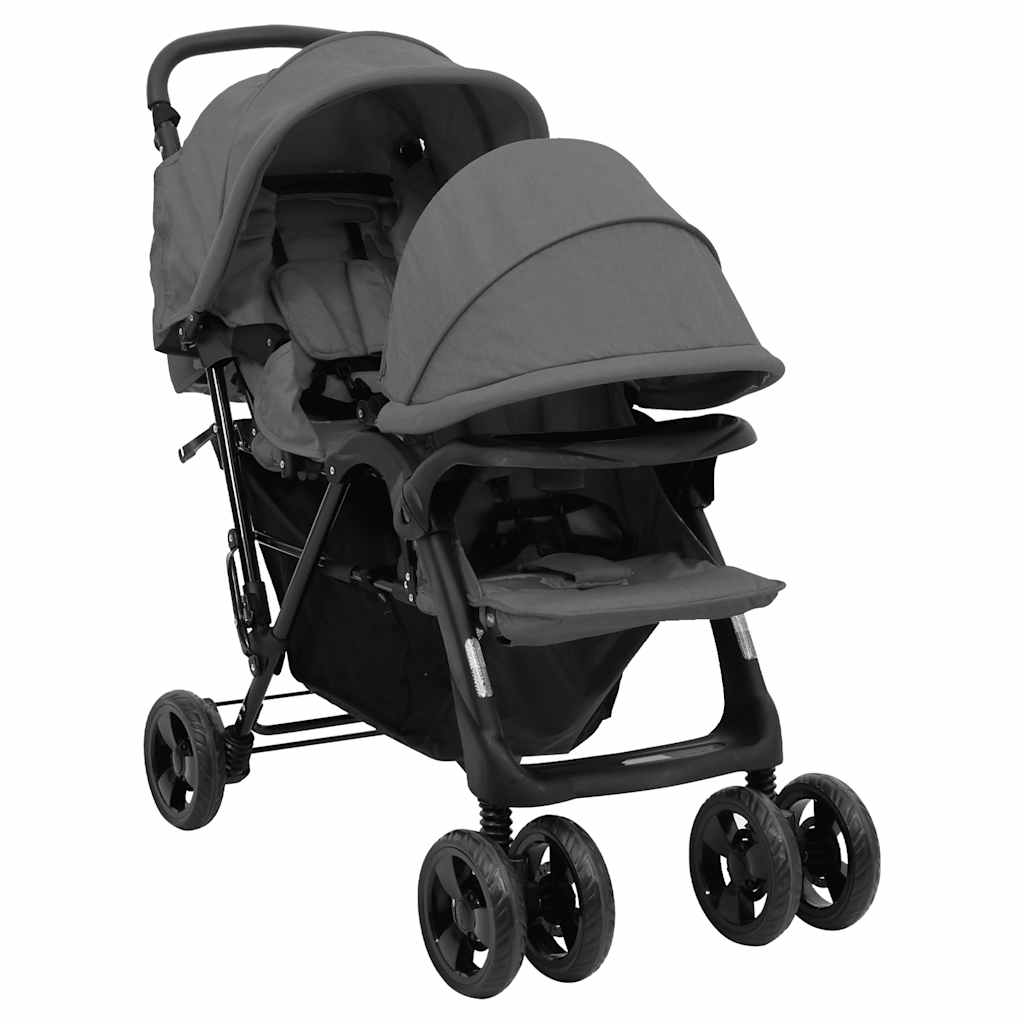 Navy blue tandem twin stroller