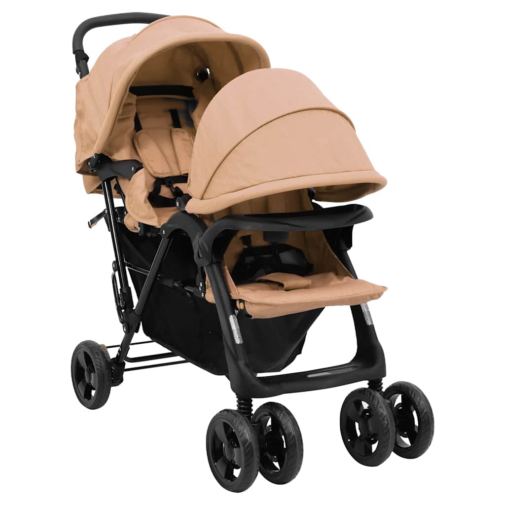 Navy blue tandem twin stroller