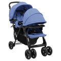 Carrito para gemelos tandem de acero azul marino
