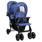 Carrito para gemelos tandem de acero azul marino