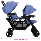 Carrito para gemelos tandem de acero azul marino