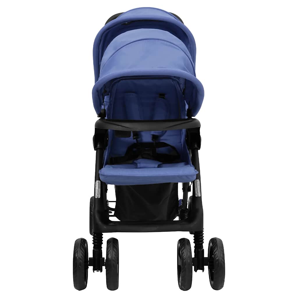 Carrito para gemelos tandem de acero azul marino