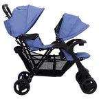 Carrito para gemelos tandem de acero azul marino