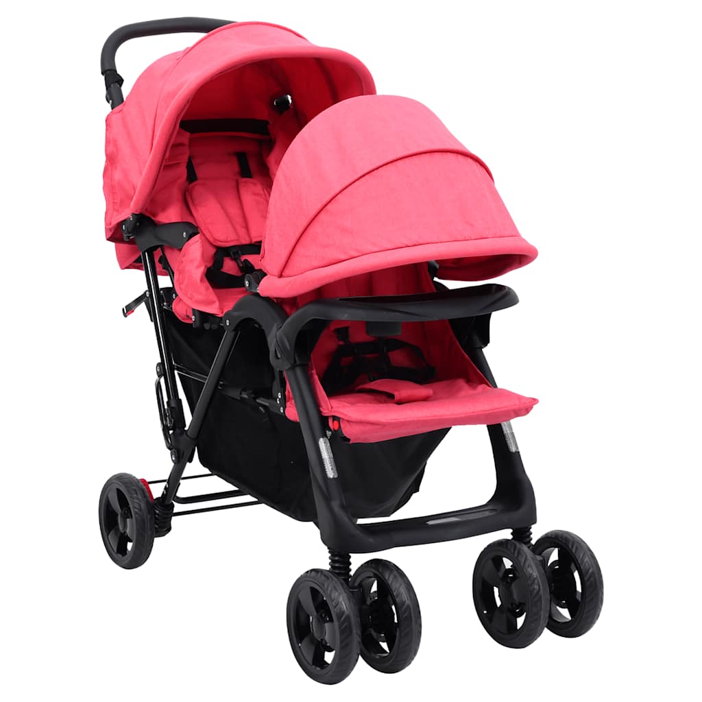 Navy blue tandem twin stroller