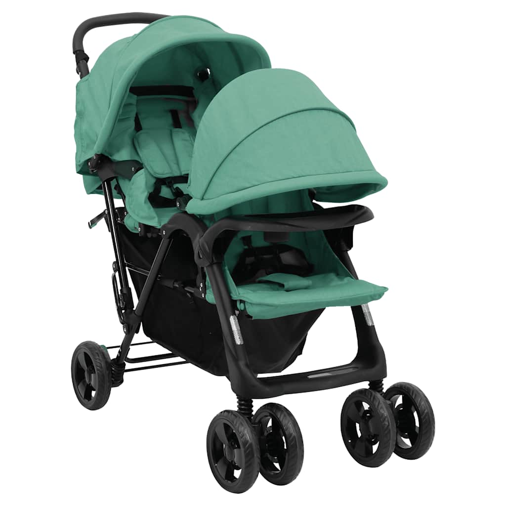 Navy blue tandem twin stroller