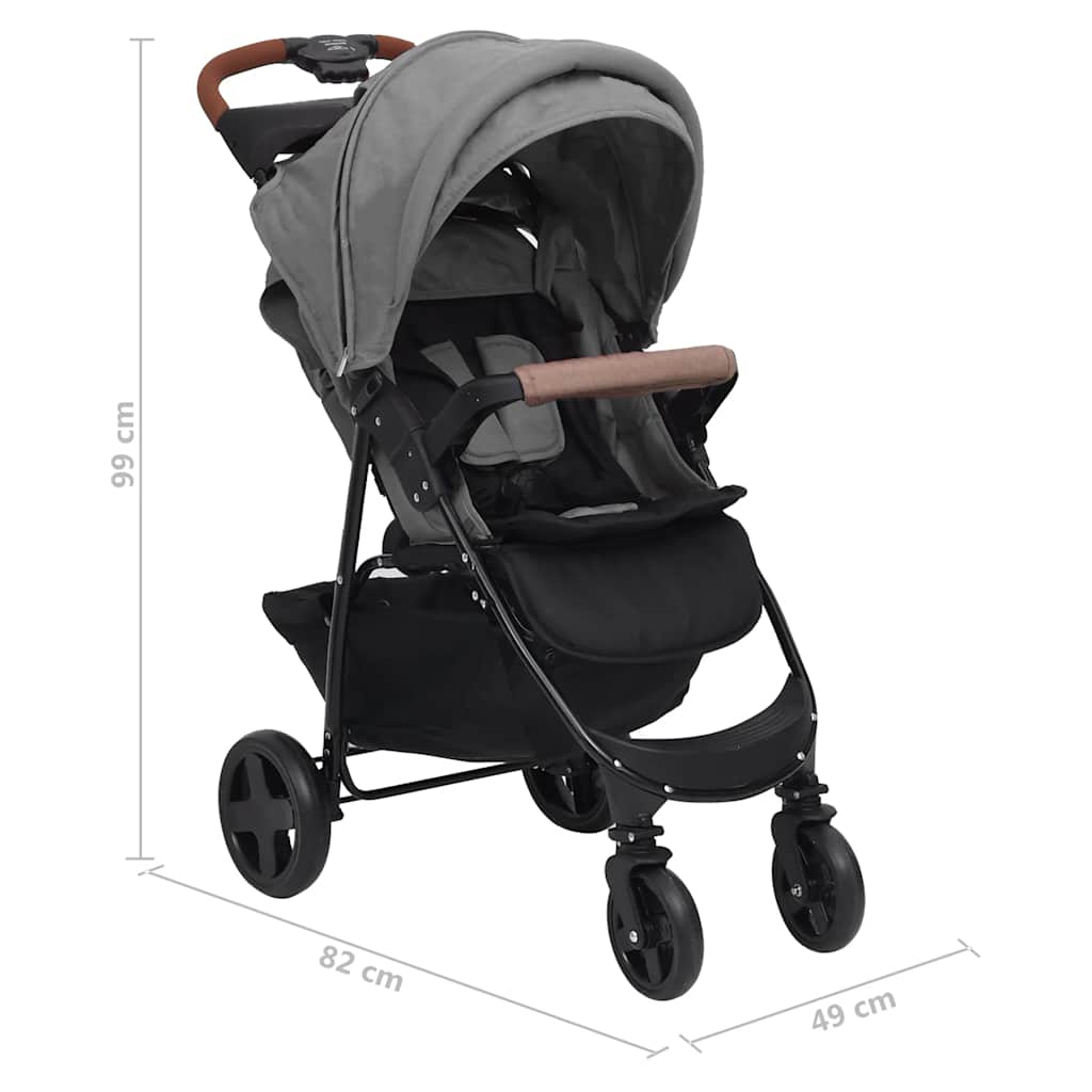 Carrito de bebés 2 en 1 de acero gris claro
