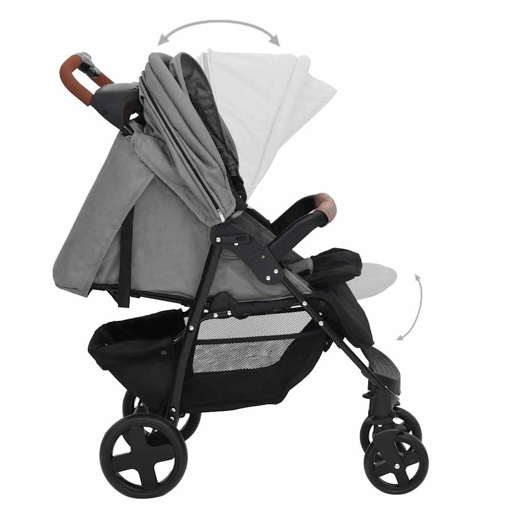 Carrito de bebés 2 en 1 de acero gris claro