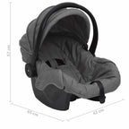 Carrito de bebés 3 en 1 de acero gris claro