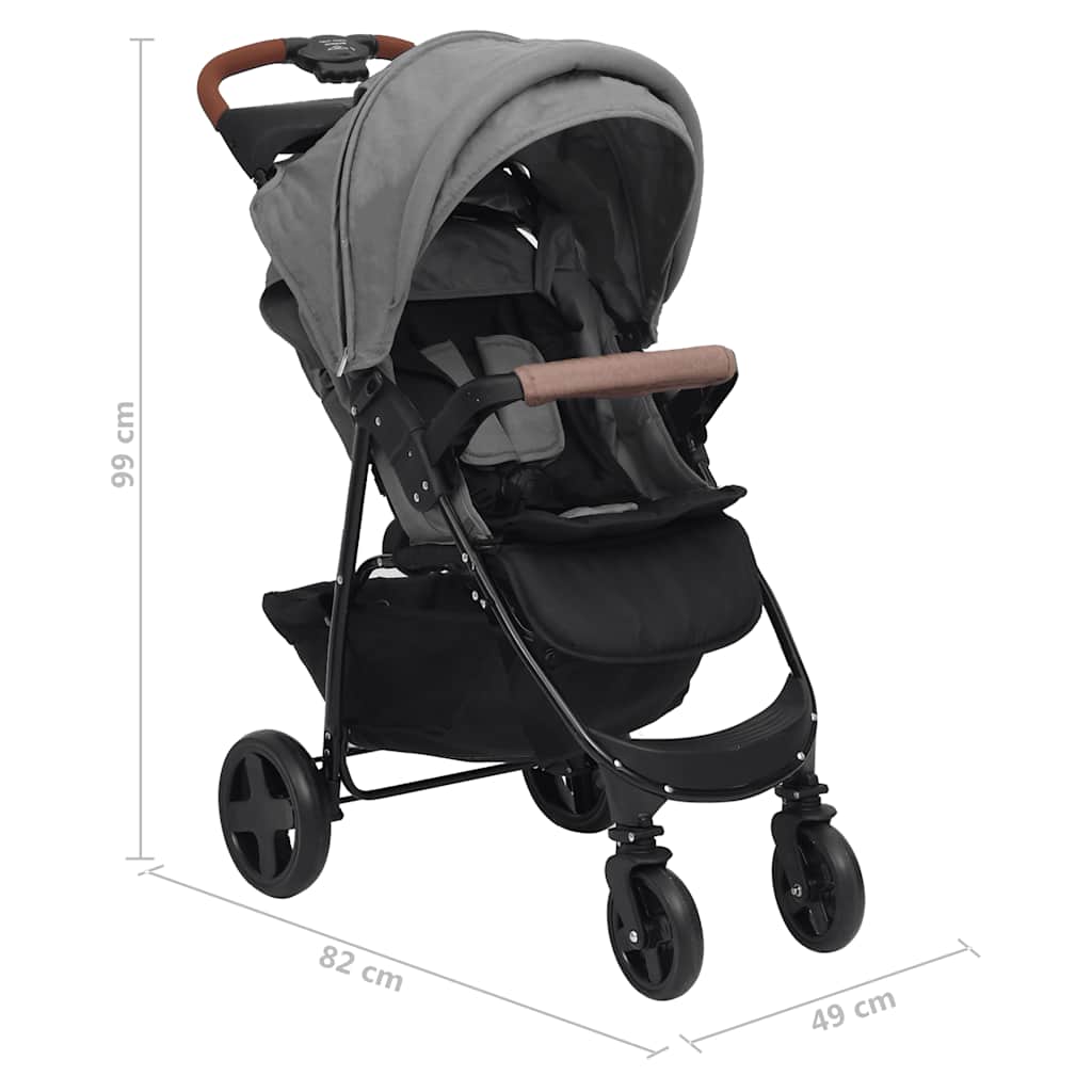 Carrito de bebés 3 en 1 de acero gris claro