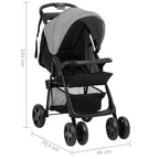 Carrito de bebés 2 en 1 de acero gris claro y negro