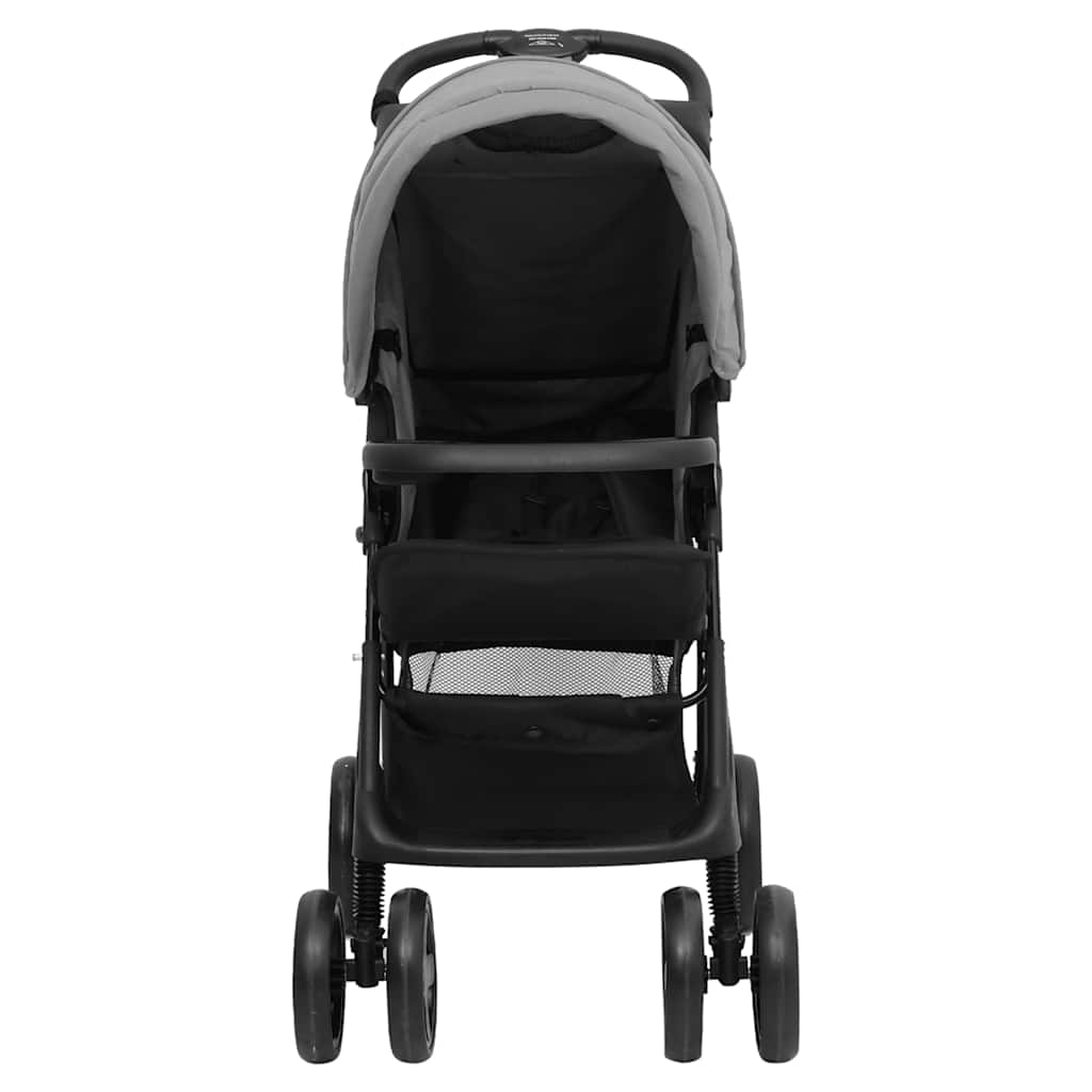 Carrito de bebés 2 en 1 de acero gris claro y negro