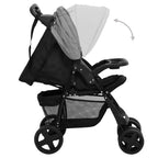 Carrito de bebés 2 en 1 de acero gris claro y negro