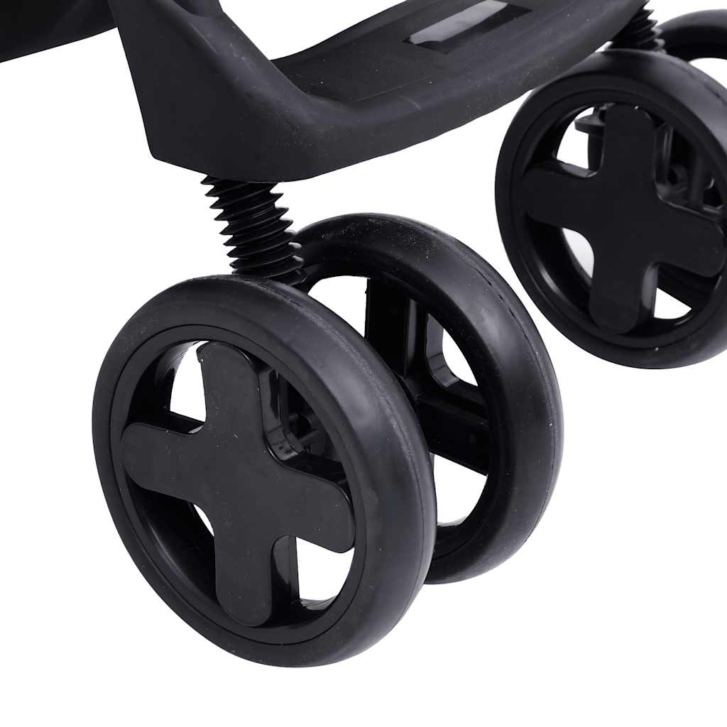 Carrito de bebés 2 en 1 de acero gris claro y negro